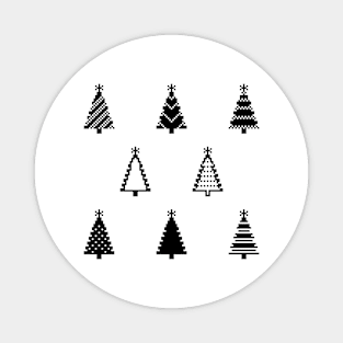 Cute 8 Bit Pixel Christmas Trees Magnet